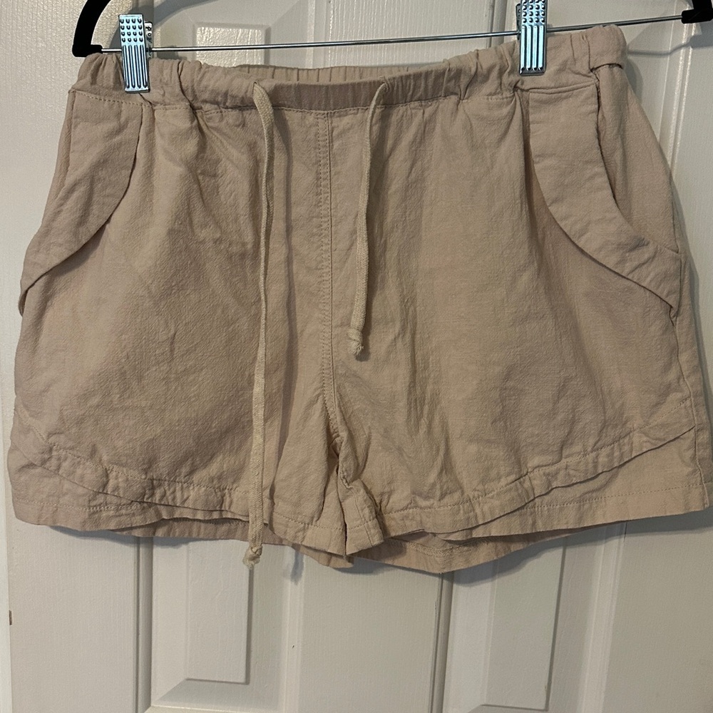Casual Linen Tan Women's Shorts